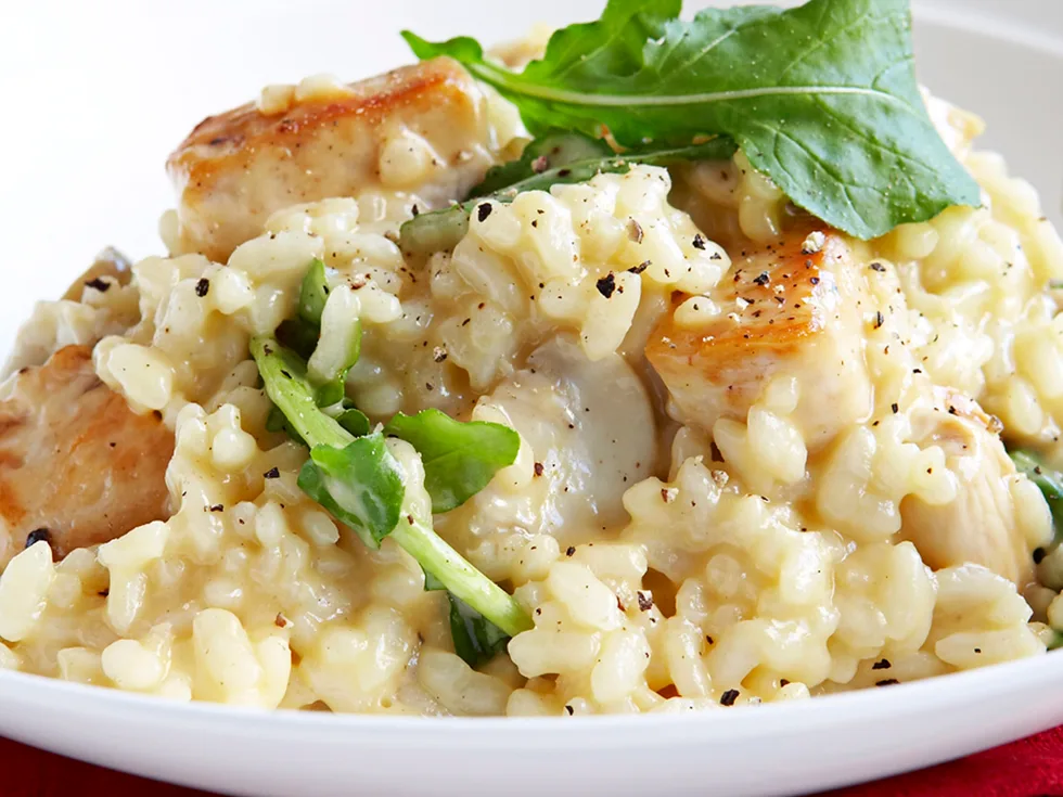 cream of chicken risotto with rocket