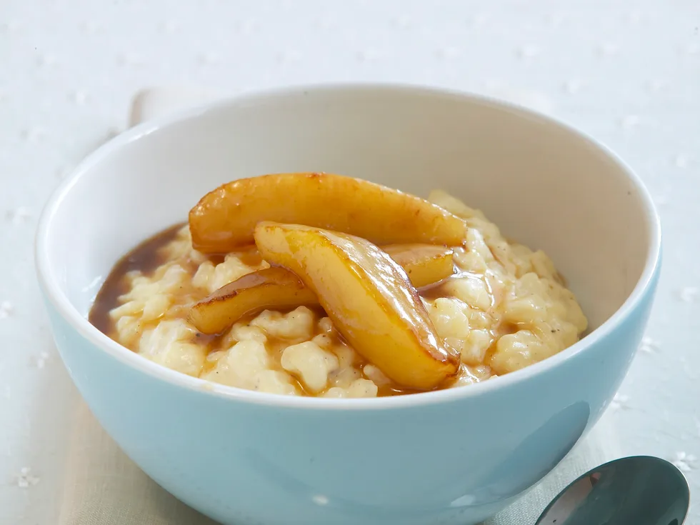 Creamy Rice Pudding with Caramelised Pears