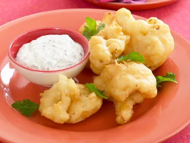 Crispy Cauliflower With Yoghurt Mustard Dipping Sauce