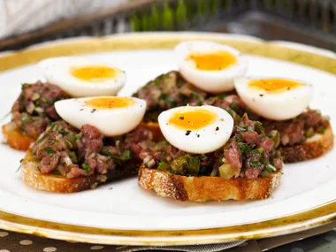 Beef tartare with quail egg