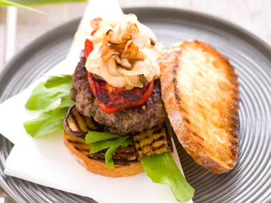 Grilled beef and vegetable burgers
