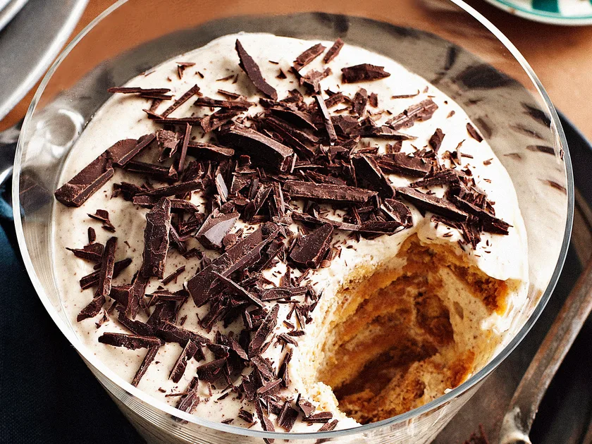 Tiramisu with lashings of dark chocolate recipe