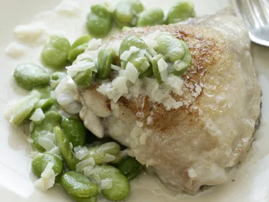 Chicken with Broad Beans and Garlic Sauce