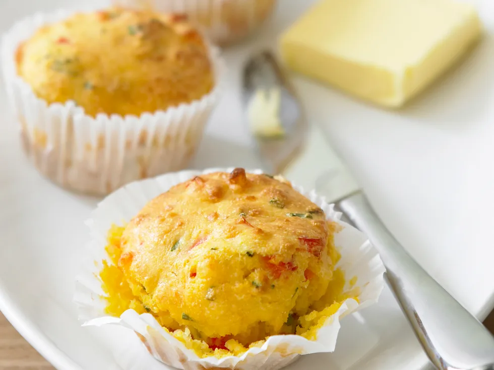 Corn, Capsicum and Cheese Muffins