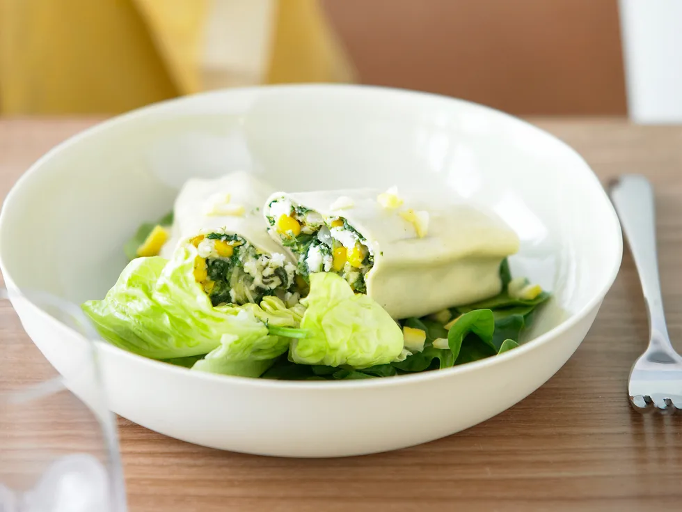 Spinach, Corn and Fetta Cannelloni