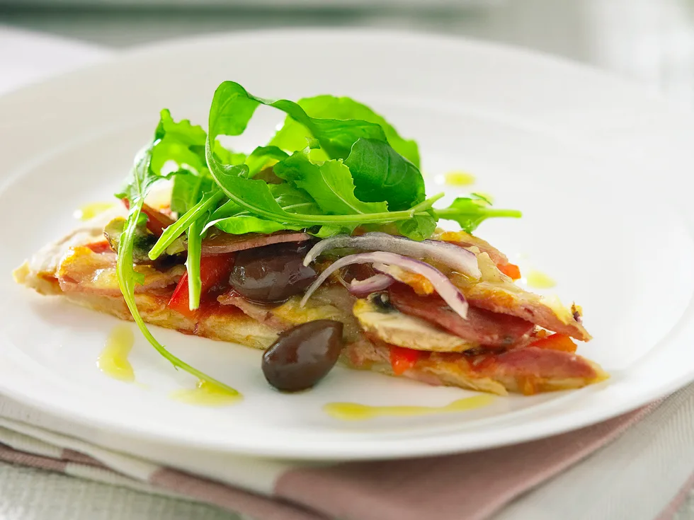 Pepperoni Pizza with Salad Leaves