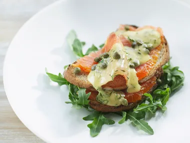 Smoked Salmon on Rye with Dill Sauce