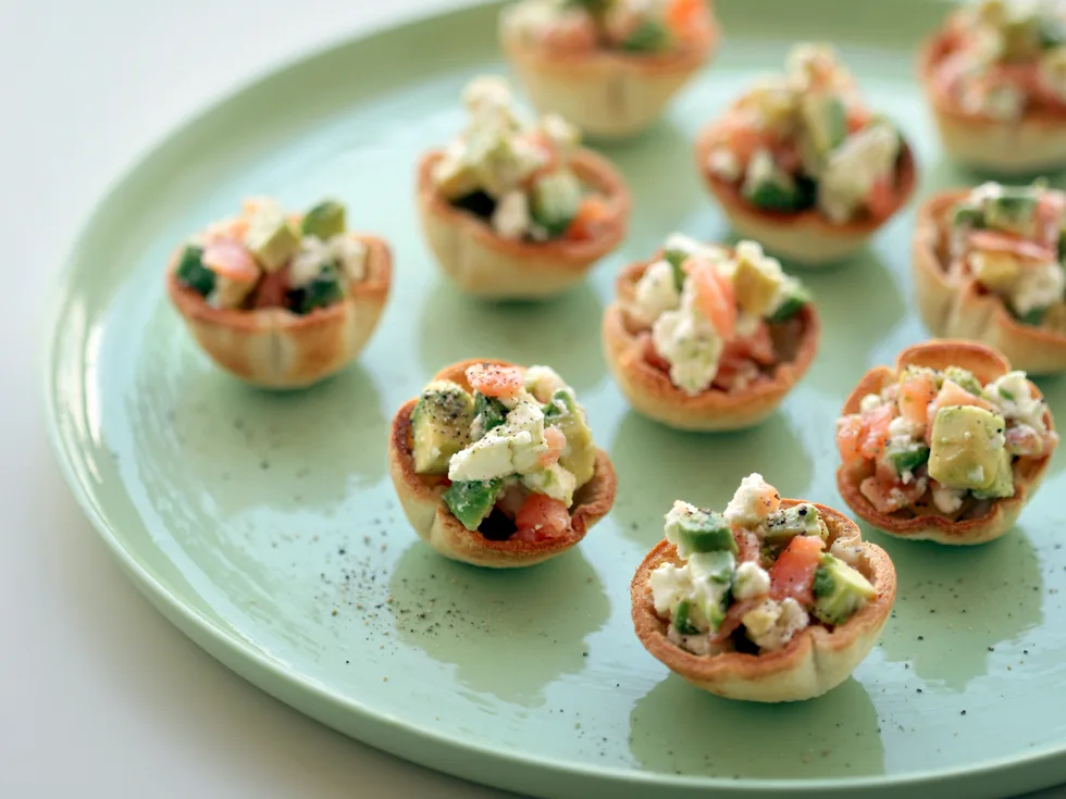Goat's Cheese, Avocado and Smoked Salmon Cups
