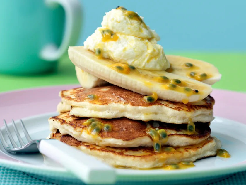 Ricotta cakes with passionfruit