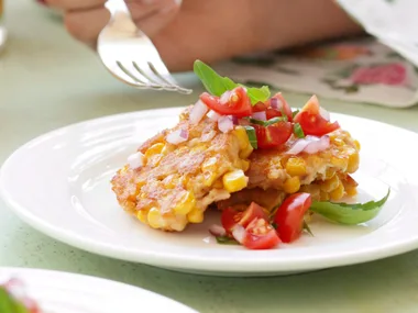 Tuna and Corn Cakes with Tomato Salsa