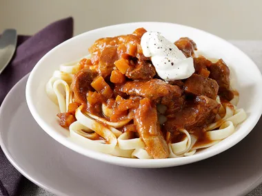 Veal Goulash with Fettuccine