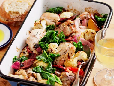 Chicken and kale tray bake