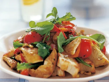Chicken Pide and Haloumi Salad
