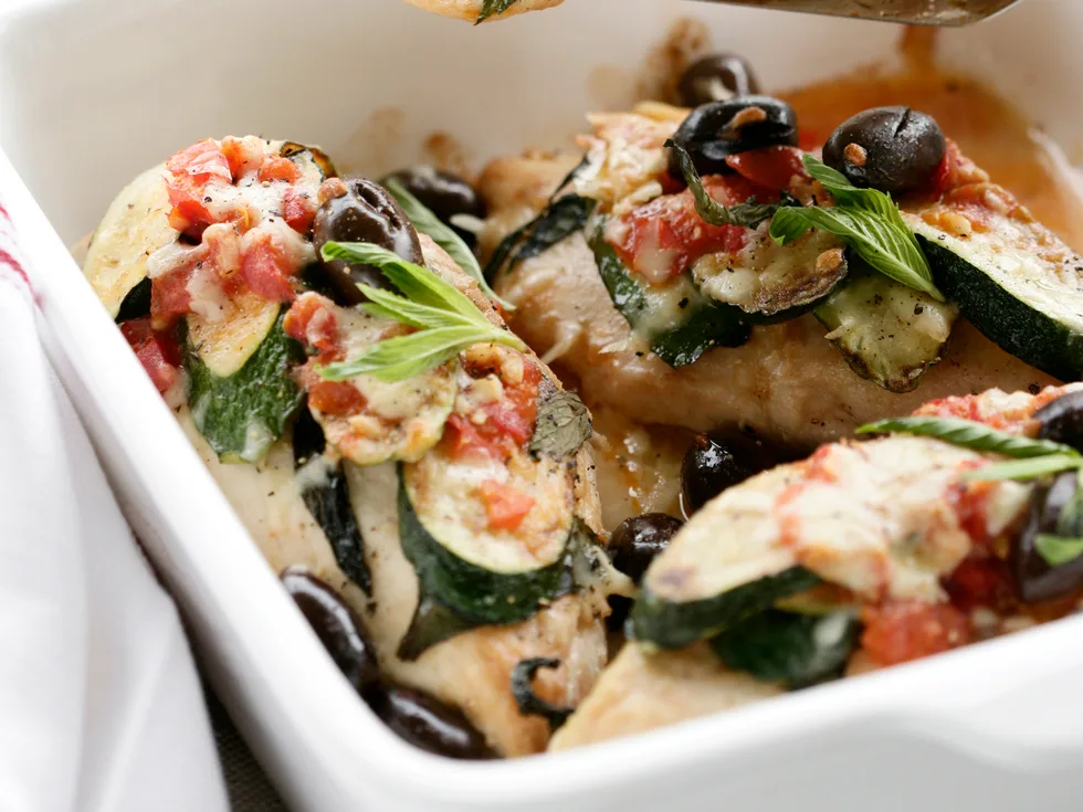 Chicken, Mint and Zucchini Stacks