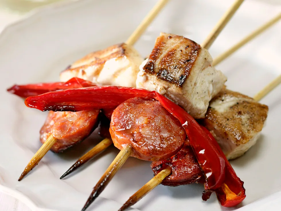 Chorizo and Fish Kebabs