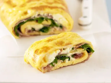 Omelette and Prosciutto Roll