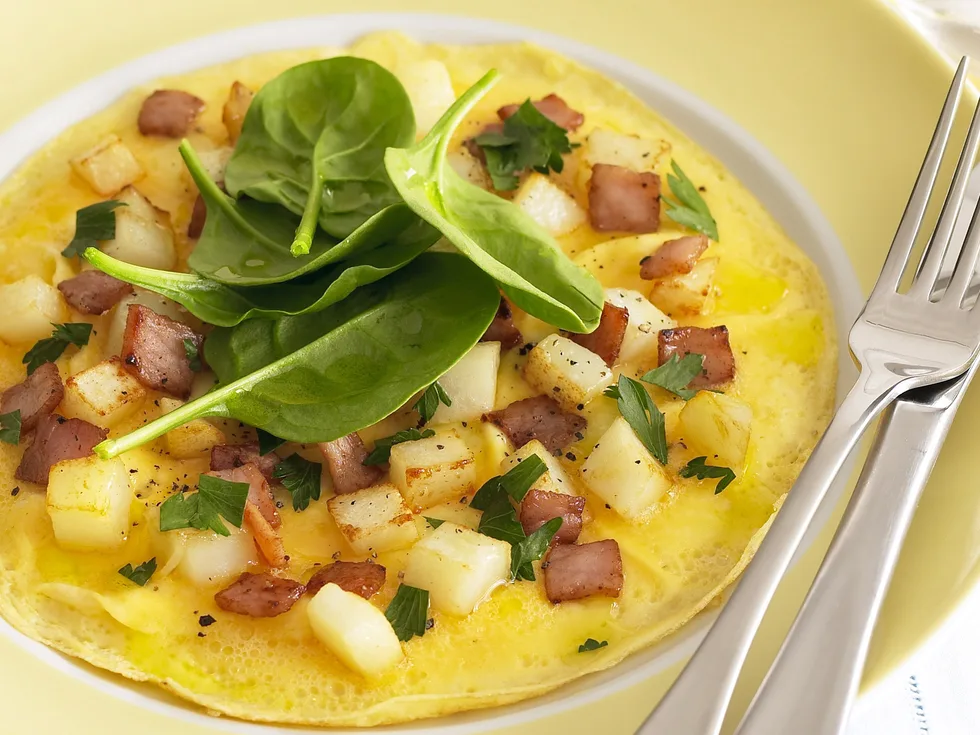 Potato, Bacon and Cheese Omelette