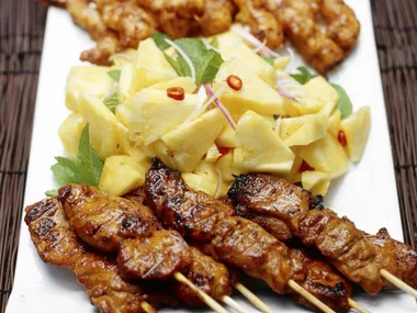 Satay chicken and King Prawns