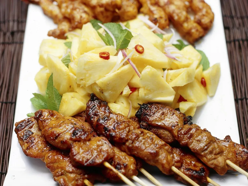 Satay chicken and King Prawns