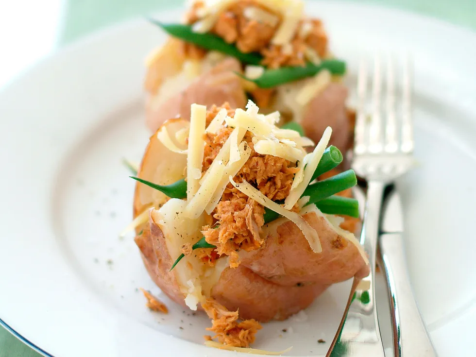 Tuna and Green Bean Stuffed Potatoes