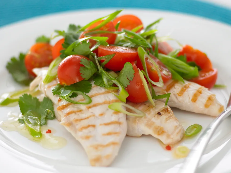 Chicken Tenderloins with Coriander Salad
