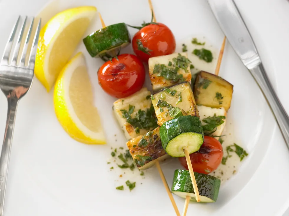 Vegetables and Haloumi Skewers