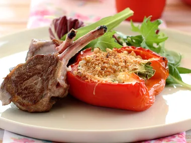 Lamb with Capsicum Walnut Gratin