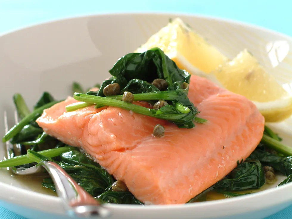 Ocean Trout with Caper and Herb Buttered Spinach