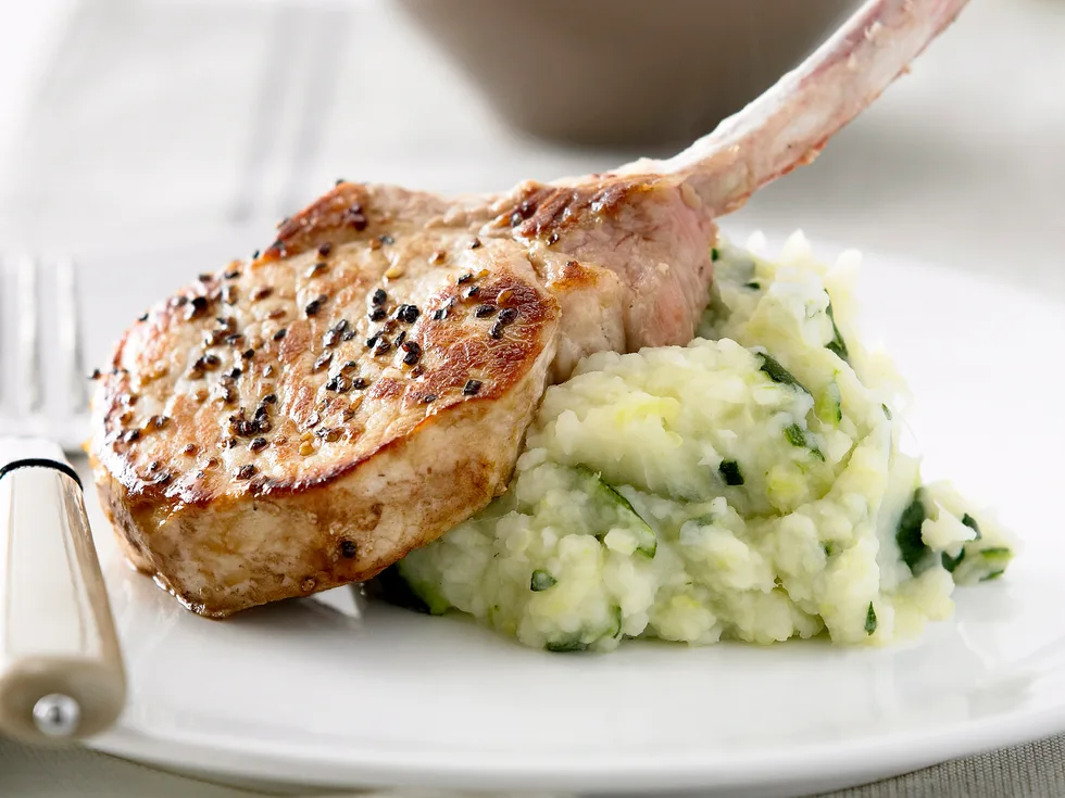 Pork Cutlets with Zucchini and Potato Mash
