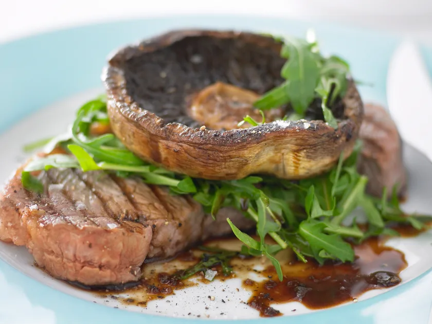 Porterhouse steak with mushrooms