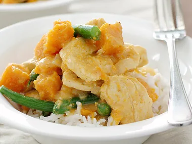 Pumpkin and chicken korma curry