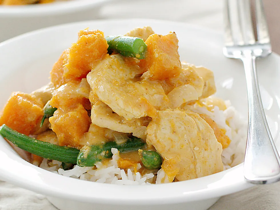 Pumpkin and chicken korma curry