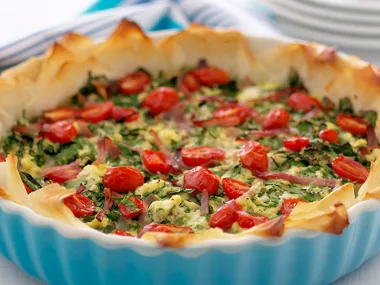 Spinach ricotta and tomato pie