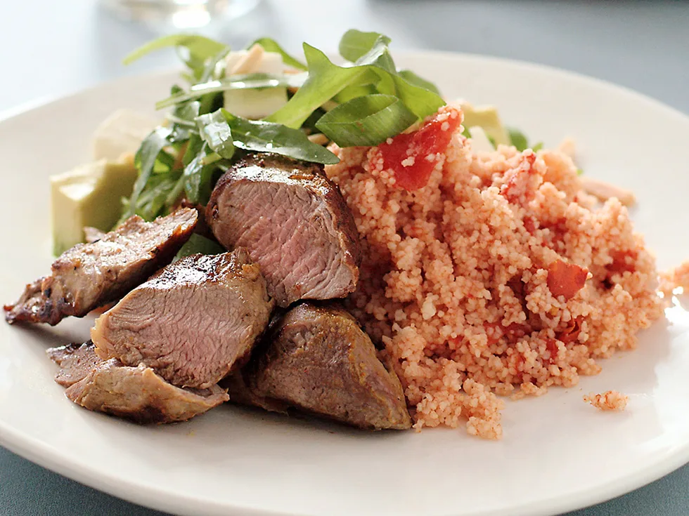Tomato Couscous with Spiced Lamb