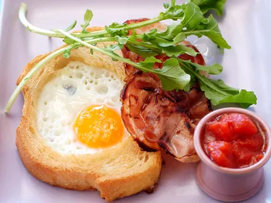 Eggs with Pancetta and Salsa