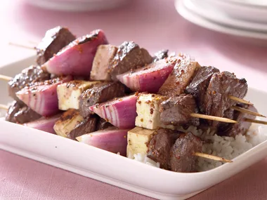 Everyday Eating Beef, Onion and Haloumi Kebabs