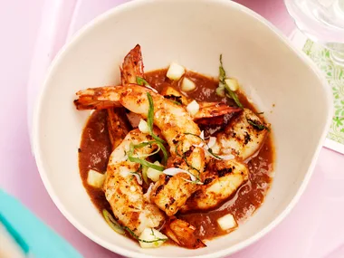 Barbecued Balti Prawns with Pineapple Salsa