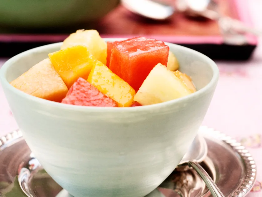 Fruit salad in spiced syrup