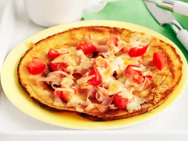 Ham, Cheese andTomato Pancakes