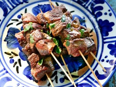 Lamb Kebabs with Pita and Baba Ghanoush