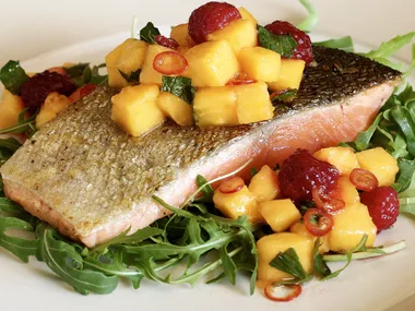 Crispy Ocean Trout with Pawpaw Salsa