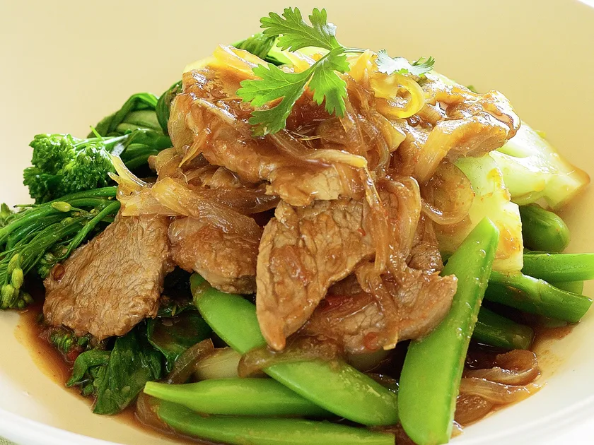Pork and asian greens stir-fry
