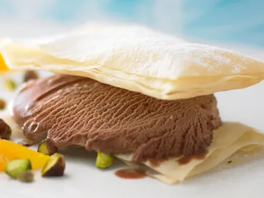 Chocolate Ice-Cream Pastries with Orange