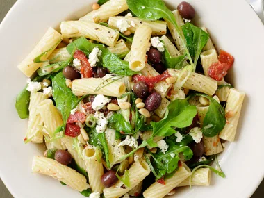 Pasta with Rocket, Fetta and Roasted Peppers
