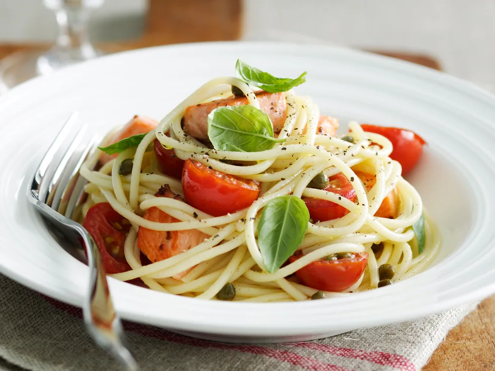 Spaghetti with Ocean Trout and Tomatoes