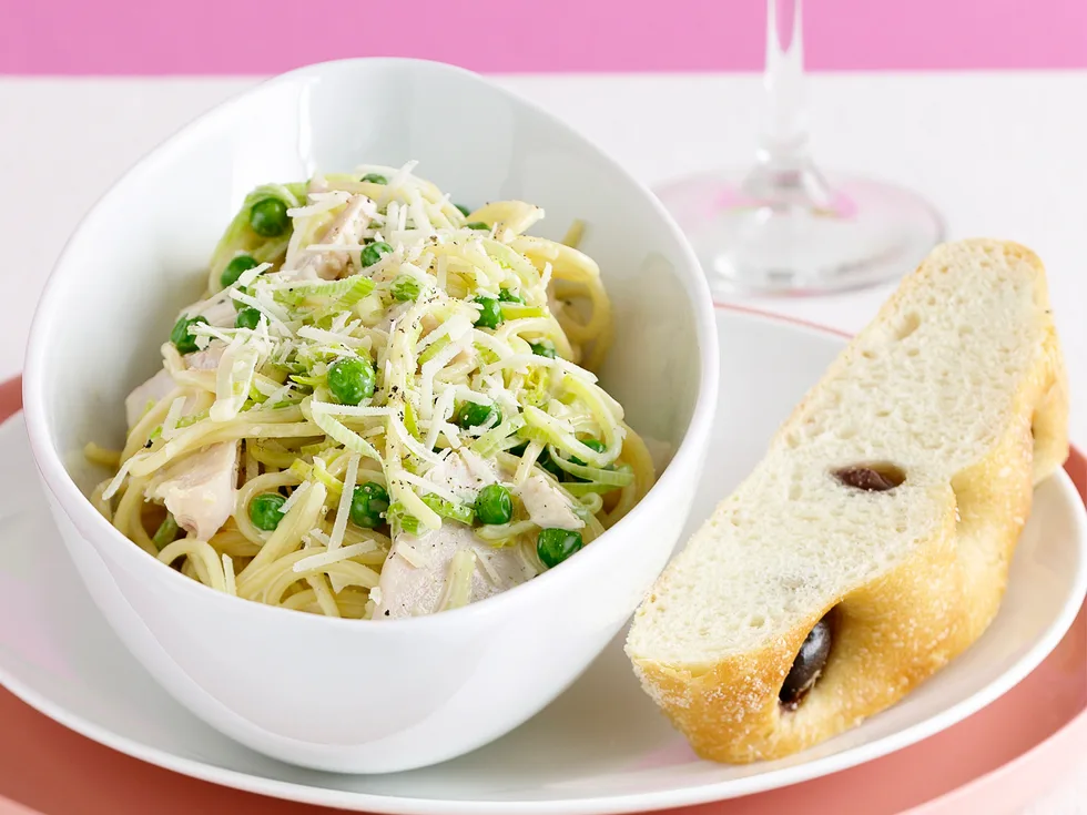 Pasta with Creamy Smoked Chicken and Leek