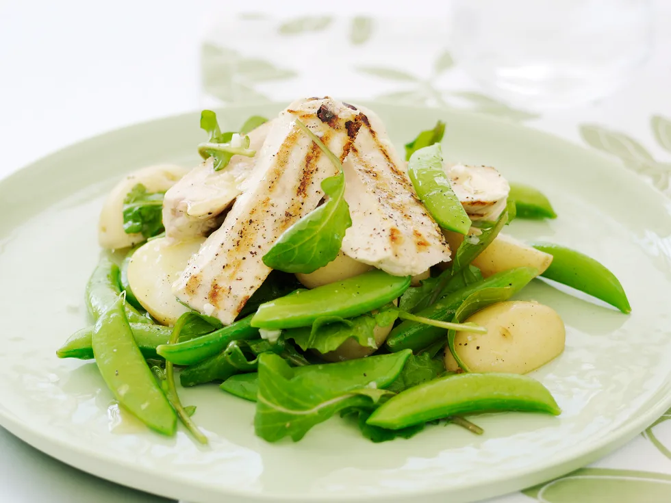 Chicken with Sugar Snap Peas and Potato Salad