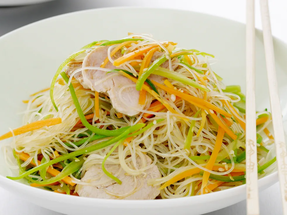 Pork, Snowpea and Sesame Noodle Salad