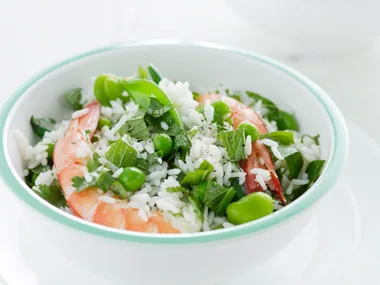 Green Rice and Prawn Salad