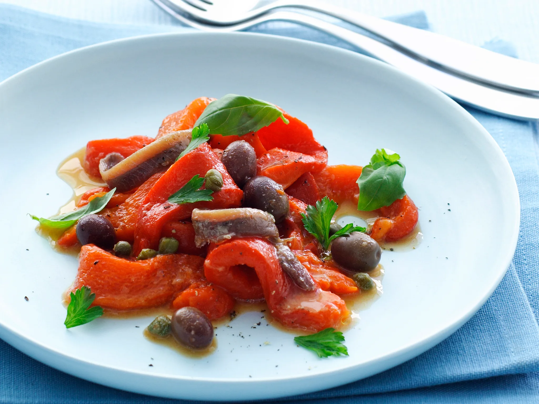 Capsicum, Anchovy and Olive Salad
